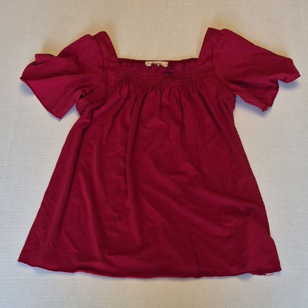 Amy Byer Girls Size 8 Fuchsia Pink Flutter Sleeve Knit Top Ruffle Ribbed